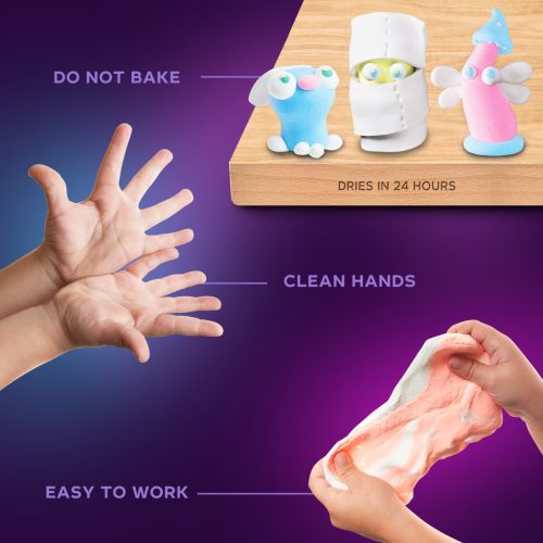 Levegőn száradó gyurma készlet gyerekeknek – 24 db (fehér és pasztell színek)