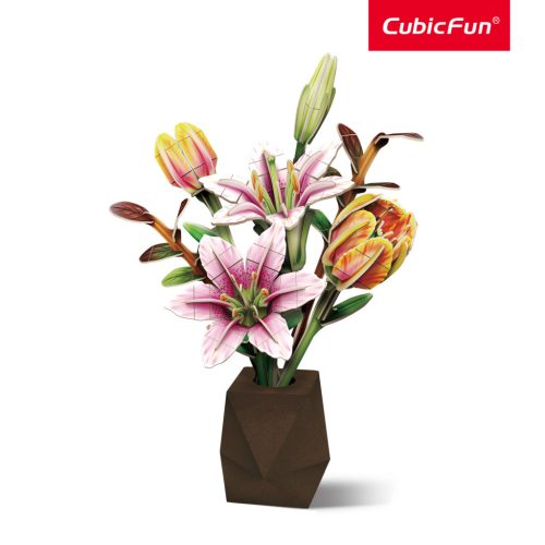 CubicFun 3D puzzle Botanical collection - Tulipán- és liliomcsokor 