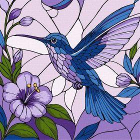   Ideyka Festés számok szerint - Ólomüveg ablak Kolibri 30x30 cm