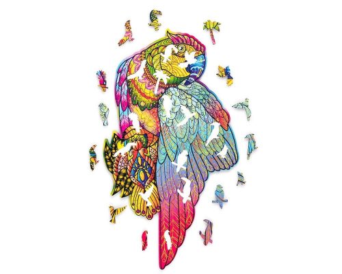 WoodTrick fapuzzle - Fénylő papagáj