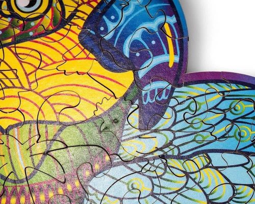 WoodTrick fapuzzle - Fénylő papagáj