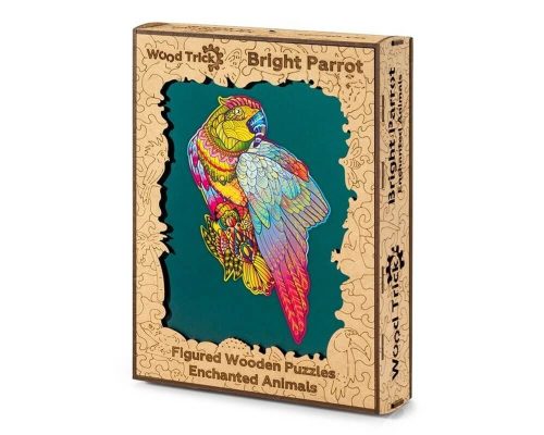 WoodTrick fapuzzle - Fénylő papagáj
