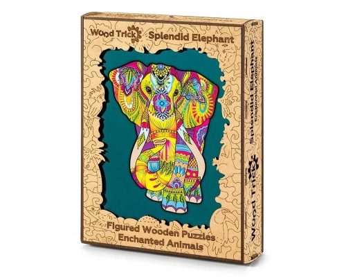WoodTrick fapuzzle - Pompás elefánt